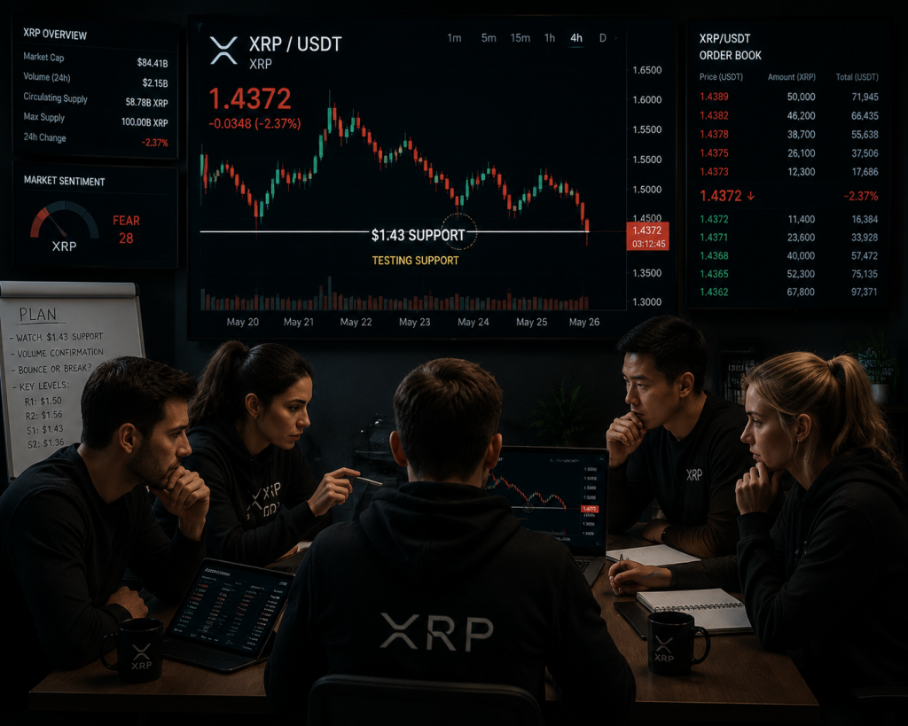 Ripple (XRP) tests $1.43 support amid mixed market sentiment Traders observing as XRP declines towards $1.43